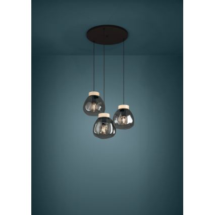 Eglo - Suspension filaire 3xE27/40W/230V fumé