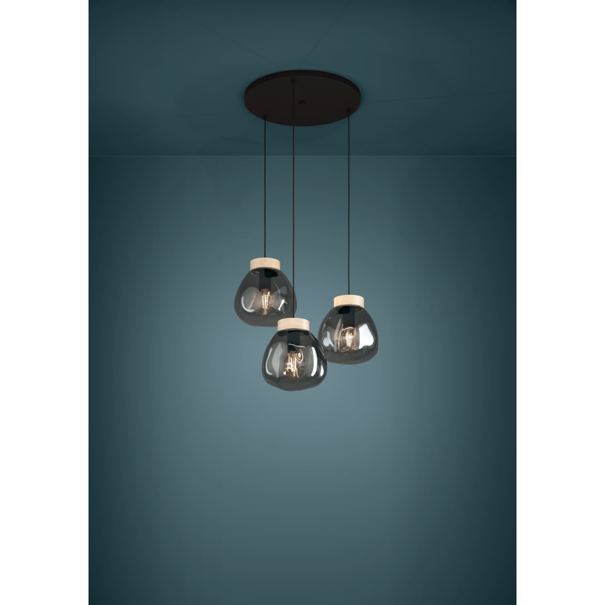 Eglo - Suspension filaire 3xE27/40W/230V fumé