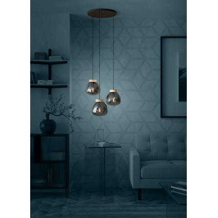 Eglo - Suspension filaire 3xE27/40W/230V fumé