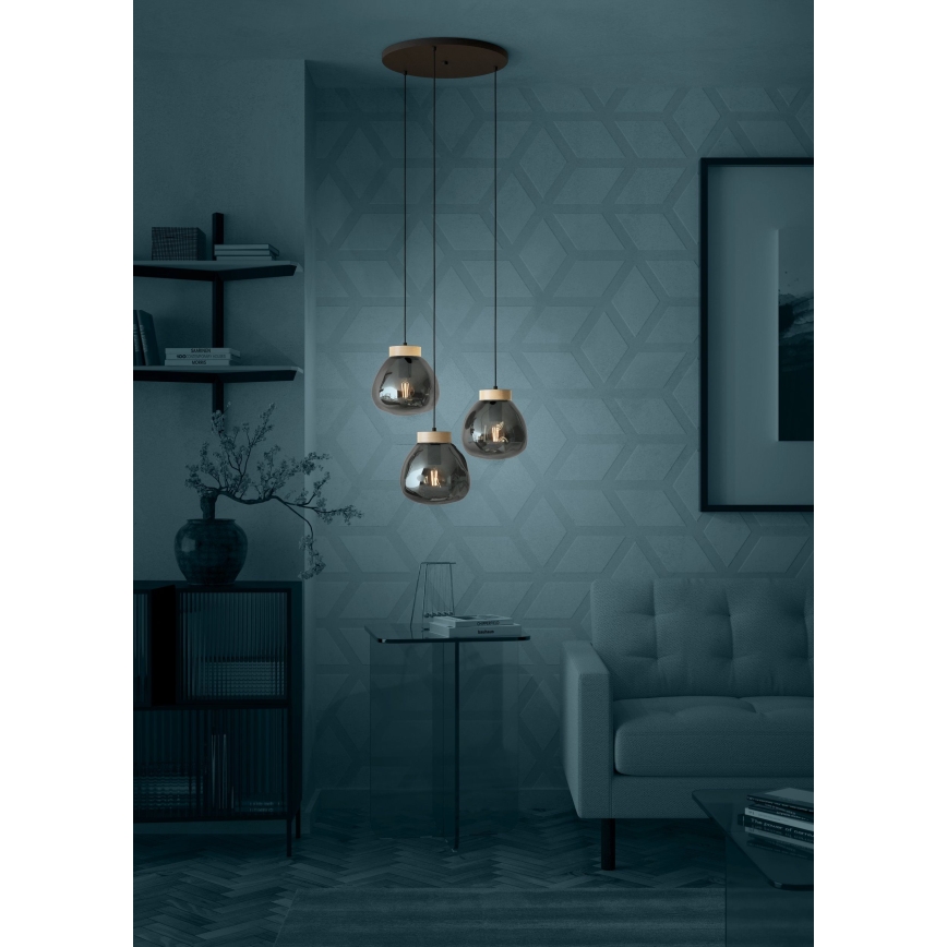 Eglo - Suspension filaire 3xE27/40W/230V fumé