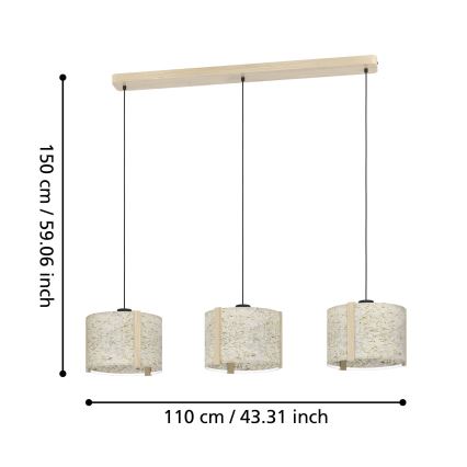 Eglo - Suspension filaire 3xE27/25W/230V beige