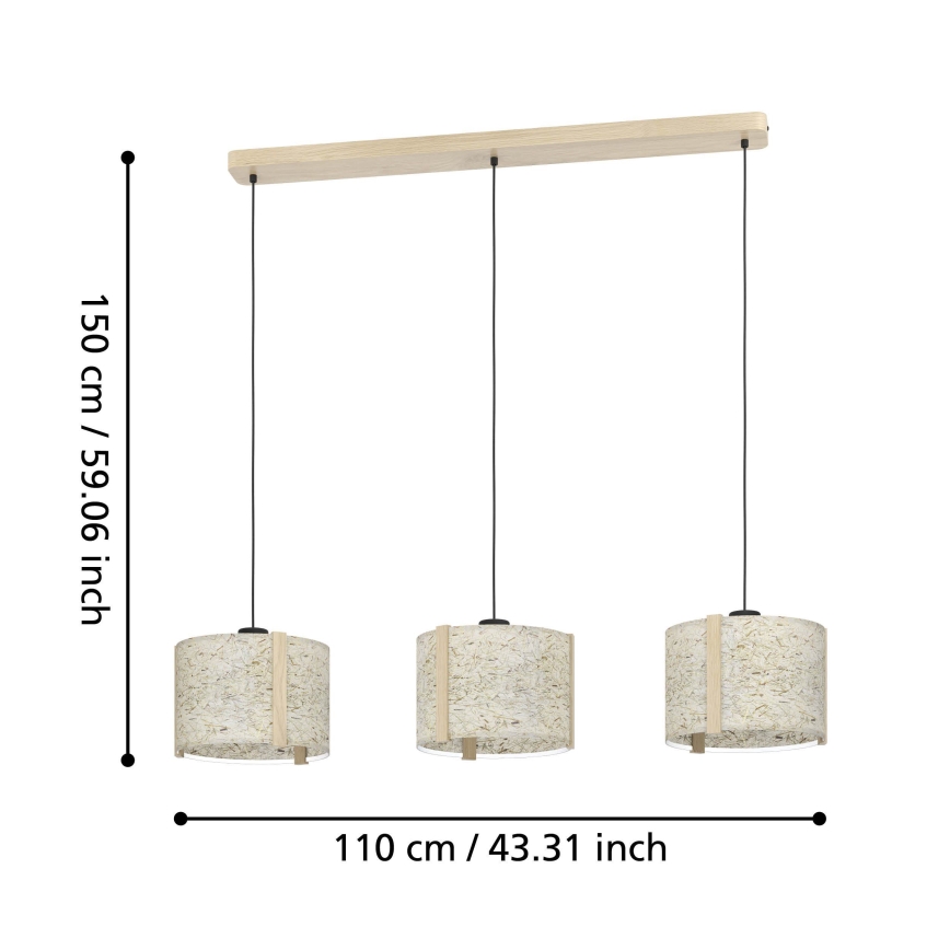 Eglo - Suspension filaire 3xE27/25W/230V beige