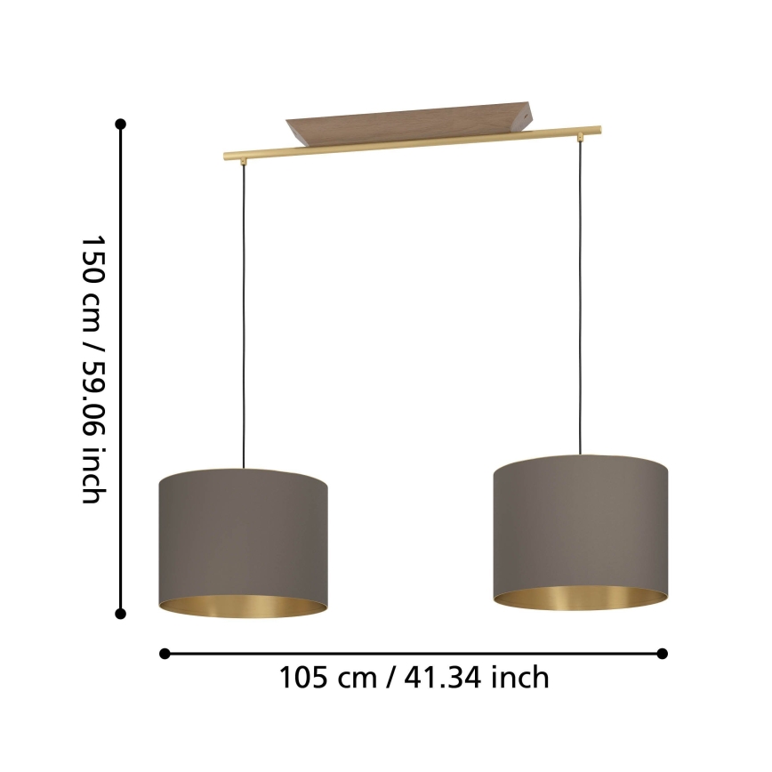 Eglo - Suspension filaire 2xE27/40W/230V marron/doré