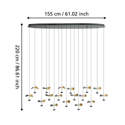 Eglo - Suspension filaire à intensité variable 17xLED/2,3W/230V 3000K