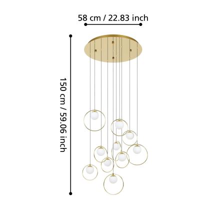 Eglo - Suspension filaire à intensité variable 10xLED/3W/230V 3000K d. 58 cm doré