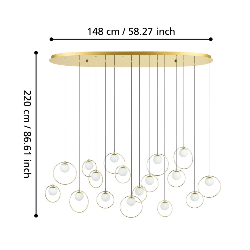 Eglo - Suspension filaire à intensité variable 17xLED/3W/230V 3000K doré