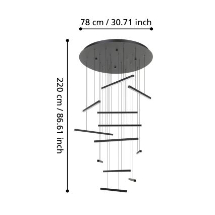 Eglo - Suspension filaire à intensité variable 12xLED/8,4W/230V 3000K noir
