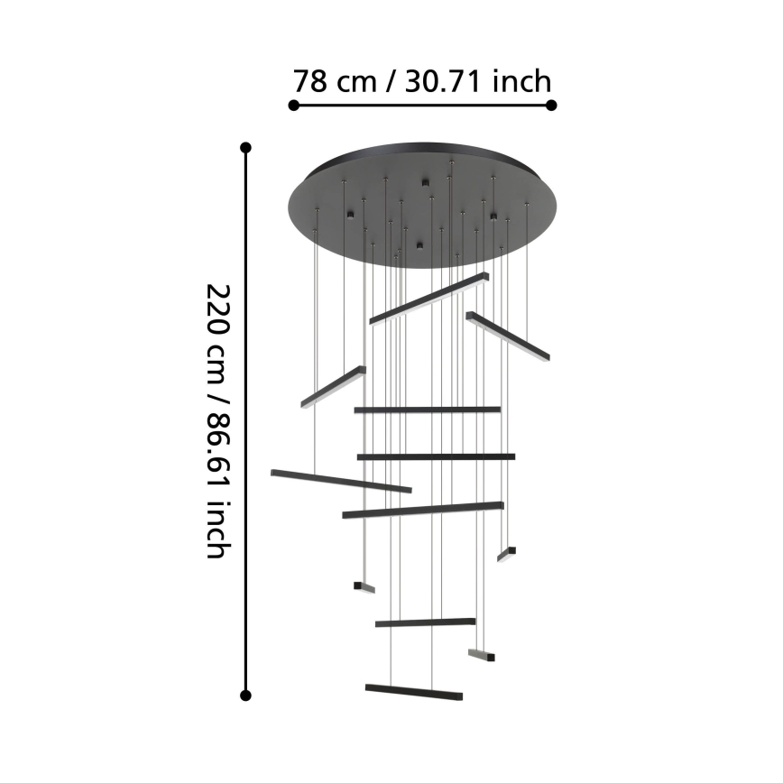 Eglo - Suspension filaire à intensité variable 12xLED/8,4W/230V 3000K noir