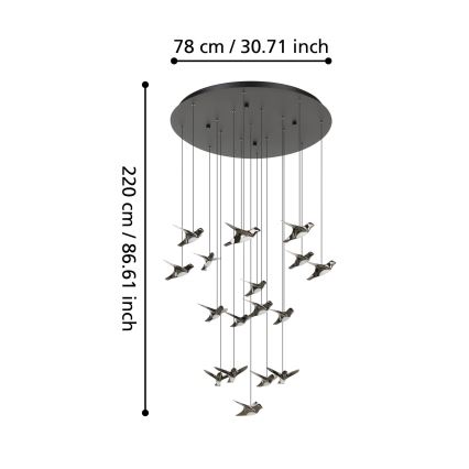 Eglo - Dimbare LED hanglamp aan een koord 17xLED/3W/230V 3000K zwart