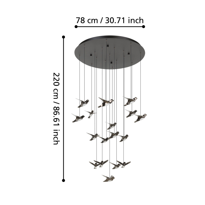 Eglo - Dimbare LED hanglamp aan een koord 17xLED/3W/230V 3000K zwart