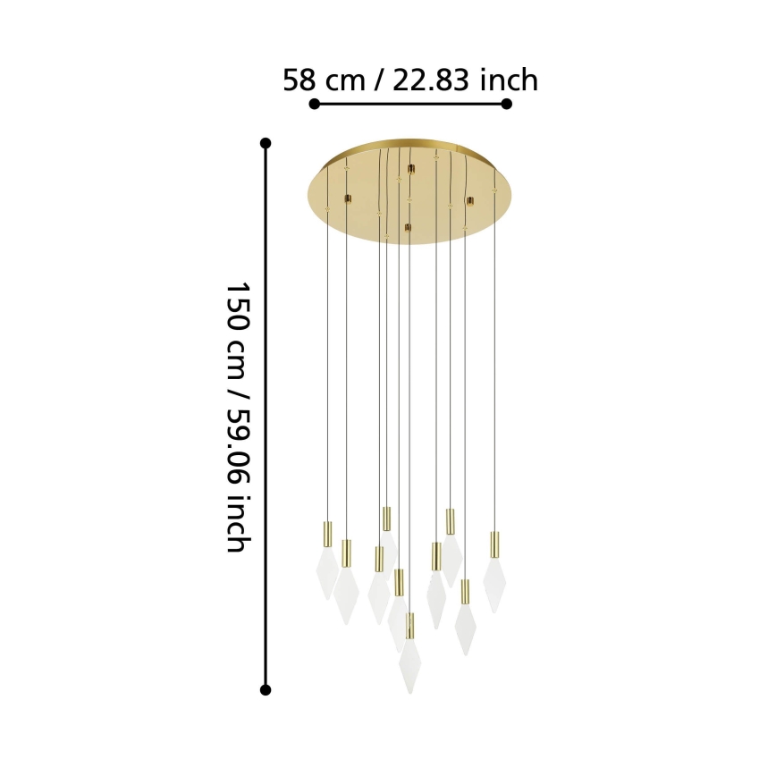 Eglo - Suspension filaire à intensité variable 10xLED/3W/230V 3000K d. 58 cm doré