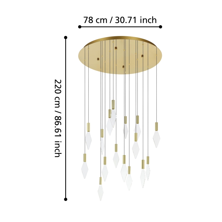 Eglo - Suspension filaire à intensité variable 16xLED/3,3W/230V 3000K d. 78 cm doré