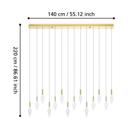 Eglo - Suspension filaire à intensité variable 14xLED/3,3W/230V 3000K doré