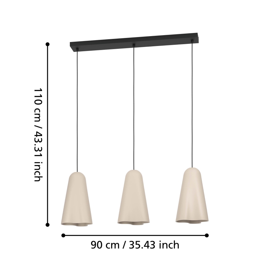 Eglo - Suspension filaire 3xE27/40W/230V beige