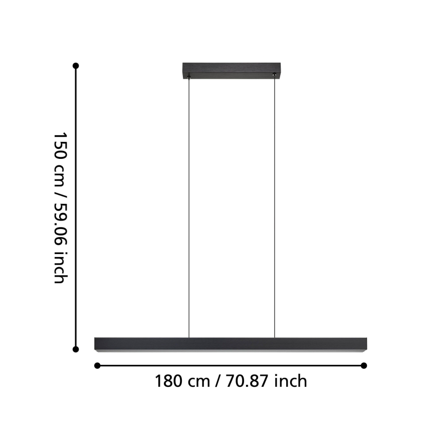 Eglo - Suspension filaire à intensité variable LED/20W/230V 3000K noir