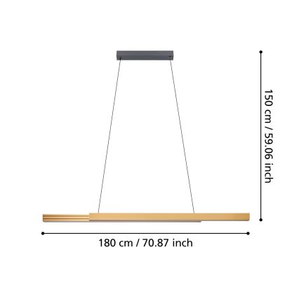 Eglo - Suspension filaire à intensité variable LED/21W/230V 3000K marron