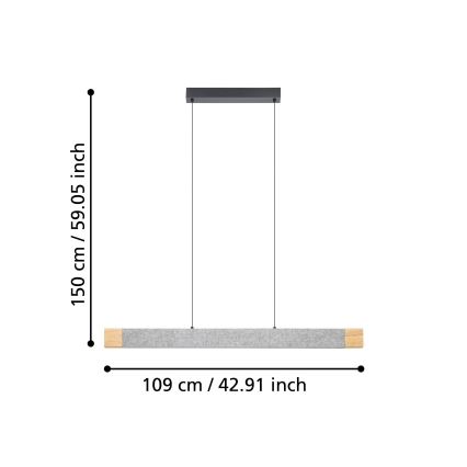 Eglo - Suspension filaire à intensité variable LED/22,2W/230V 3000K marron/gris