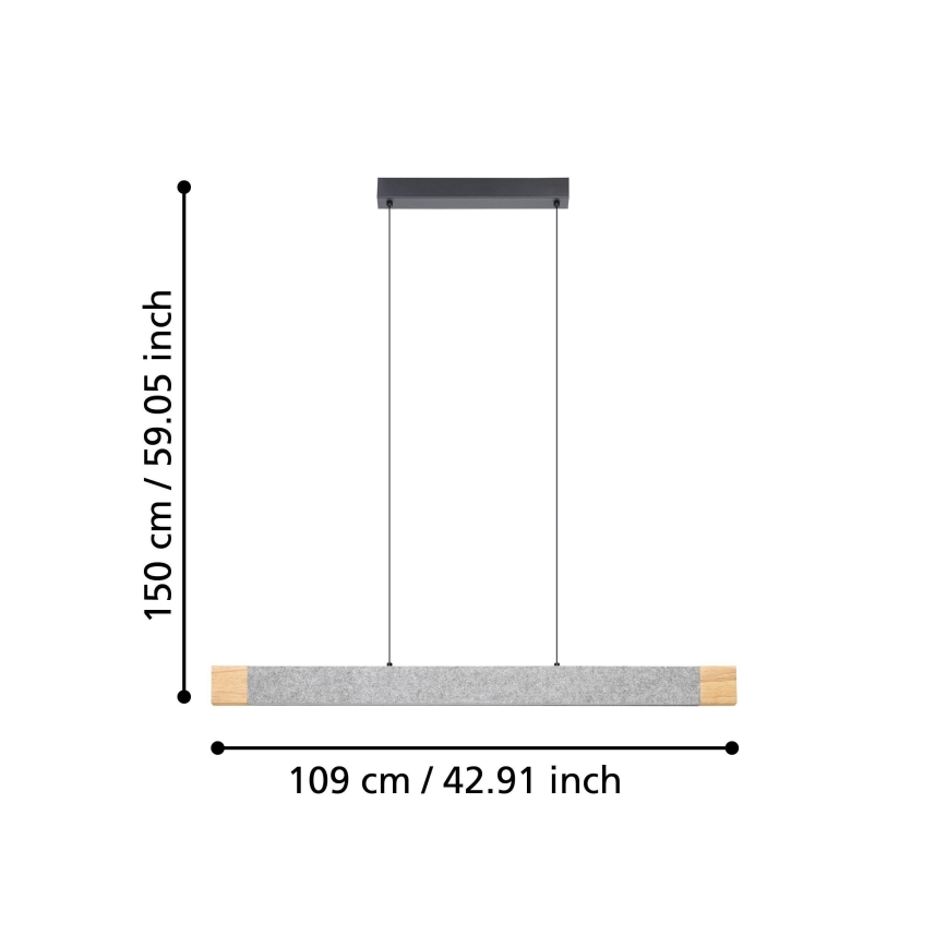 Eglo - Suspension filaire à intensité variable LED/22,2W/230V 3000K marron/gris