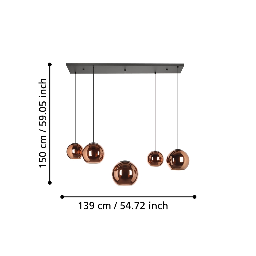 Eglo - Suspension filaire 5xE27/40W/230V cuivre