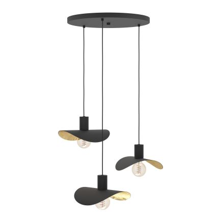 Eglo - Suspension filaire 3xE27/40W/230V noir/doré