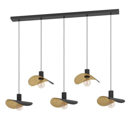 Eglo - Suspension filaire 5xE27/40W/230V noir/doré