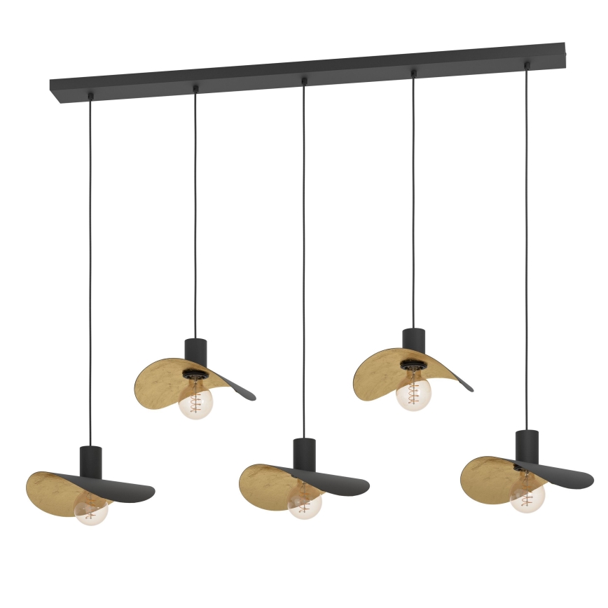 Eglo - Suspension filaire 5xE27/40W/230V noir/doré