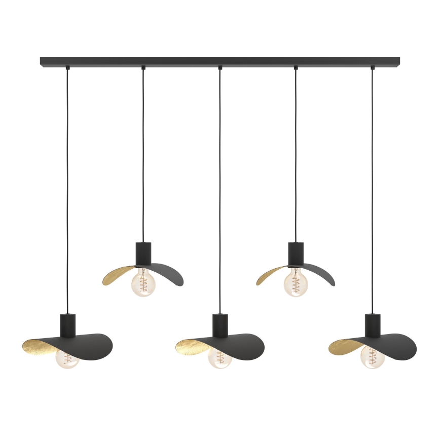 Eglo - Suspension filaire 5xE27/40W/230V noir/doré