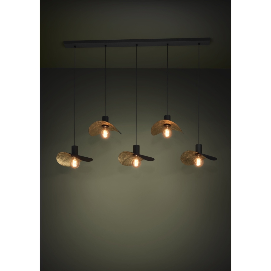 Eglo - Suspension filaire 5xE27/40W/230V noir/doré