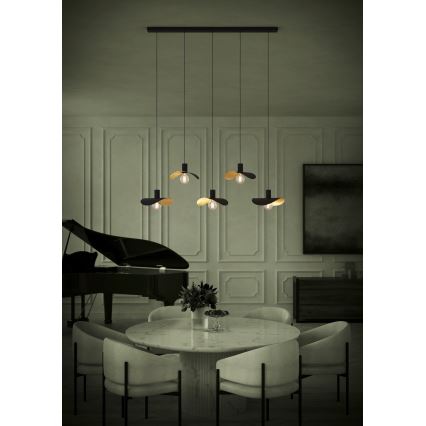 Eglo - Suspension filaire 5xE27/40W/230V noir/doré