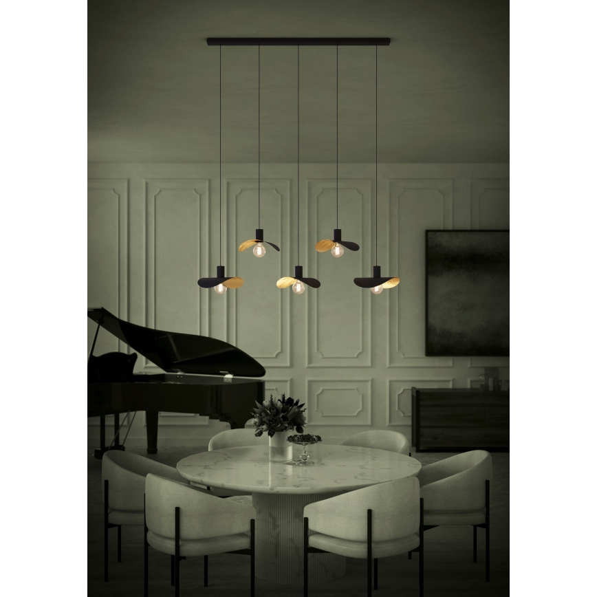 Eglo - Suspension filaire 5xE27/40W/230V noir/doré