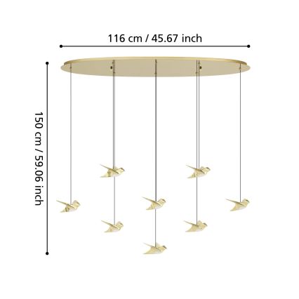 Eglo - Suspension filaire à intensité variable 8xLED/4,2W/230V 3000K doré