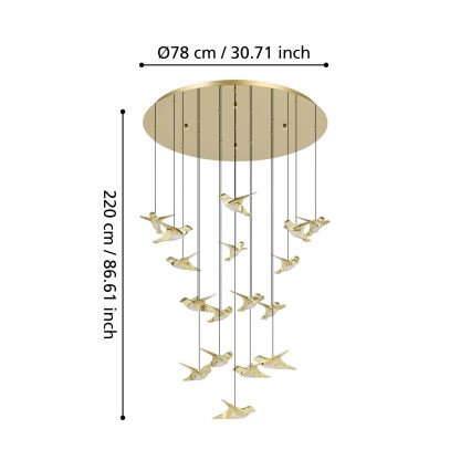 Eglo - Dimbare LED hanglamp aan een koord 17xLED/3W/230V 3000K goud