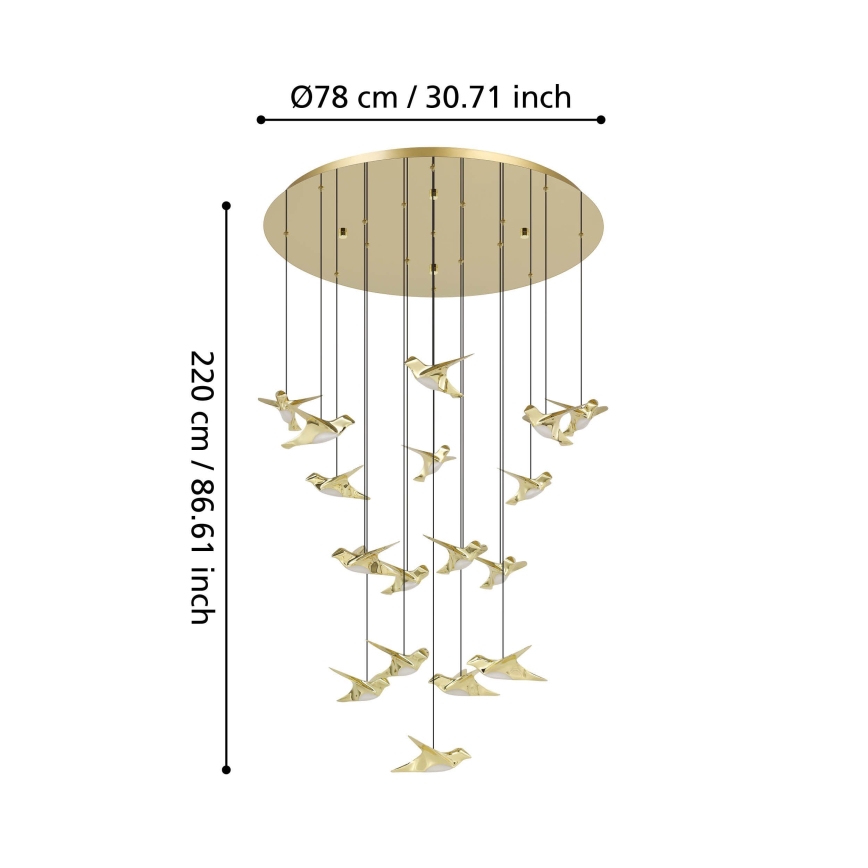 Eglo - Dimbare LED hanglamp aan een koord 17xLED/3W/230V 3000K goud