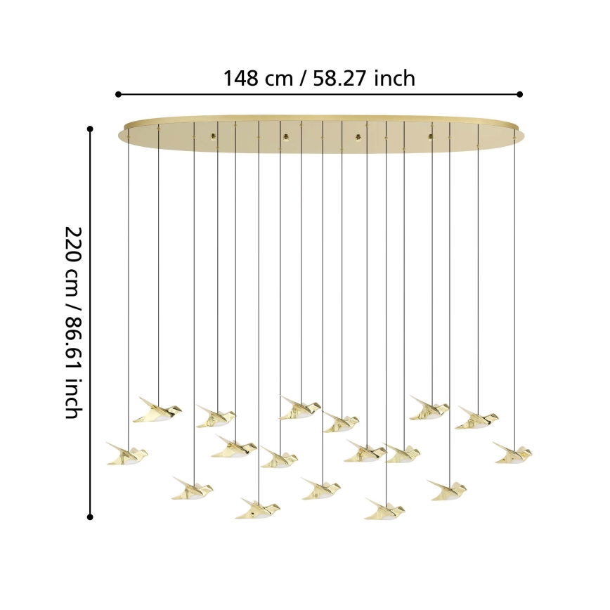 Eglo - Suspension filaire à intensité variable 17xLED/3W/230V 3000K doré