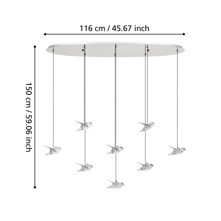 Eglo - Suspension filaire à intensité variable 8xLED/4,2W/230V 3000K chrome brillant