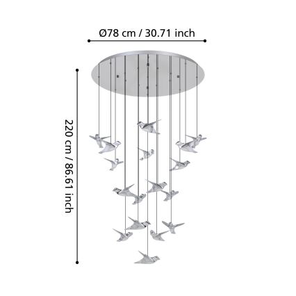 Eglo - Dimbare LED hanglamp aan een koord 17xLED/3W/230V 3000K glanzend chroom
