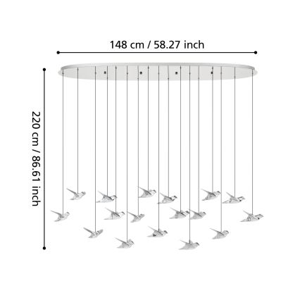 Eglo - Suspension filaire à intensité variable 17xLED/3W/230V 3000K chrome brillant