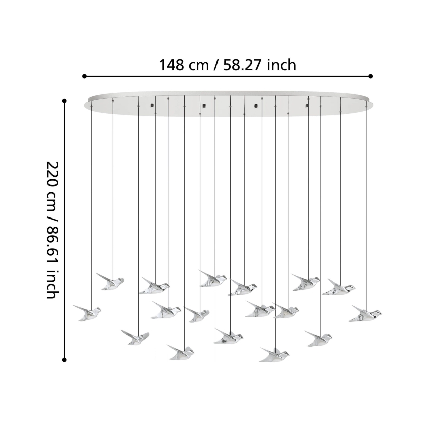 Eglo - Suspension filaire à intensité variable 17xLED/3W/230V 3000K chrome brillant