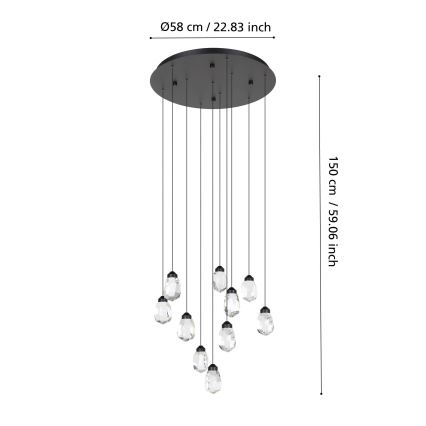 Eglo - Suspension filaire à intensité variable 10xLED/3W/230V 3000K noir/transparent