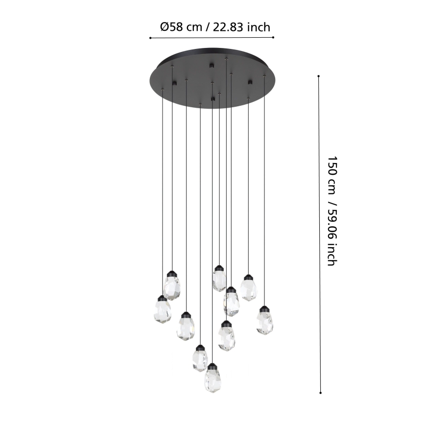 Eglo - Suspension filaire à intensité variable 10xLED/3W/230V 3000K noir/transparent