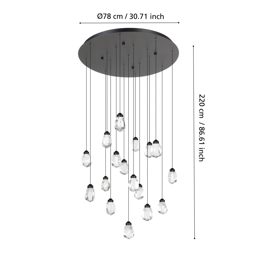 Eglo - Dimbare LED hanglamp aan een koord 17xLED/3W/230V 3000K zwart/doorzichtig