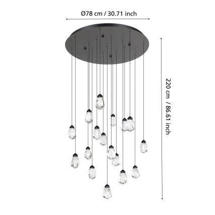 Eglo - Suspension filaire à intensité variable 17xLED/3W/230V 3000K noir/transparent
