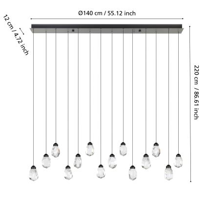 Eglo - Suspension filaire à intensité variable 14xLED/3W/230V 3000K noir/transparent