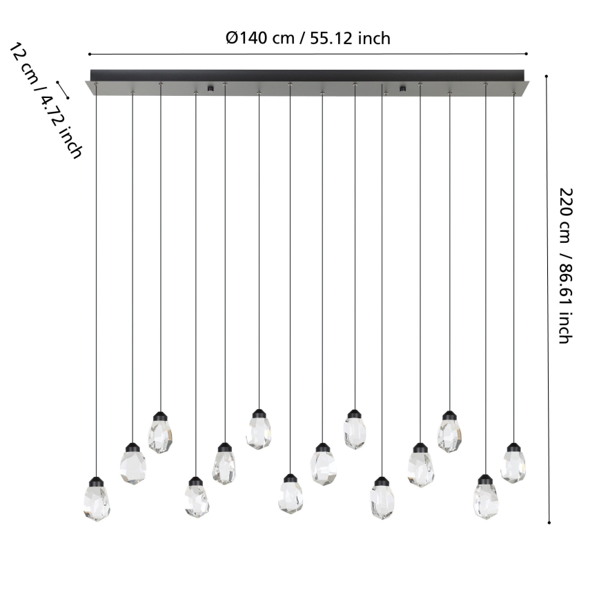 Eglo - Suspension filaire à intensité variable 14xLED/3W/230V 3000K noir/transparent
