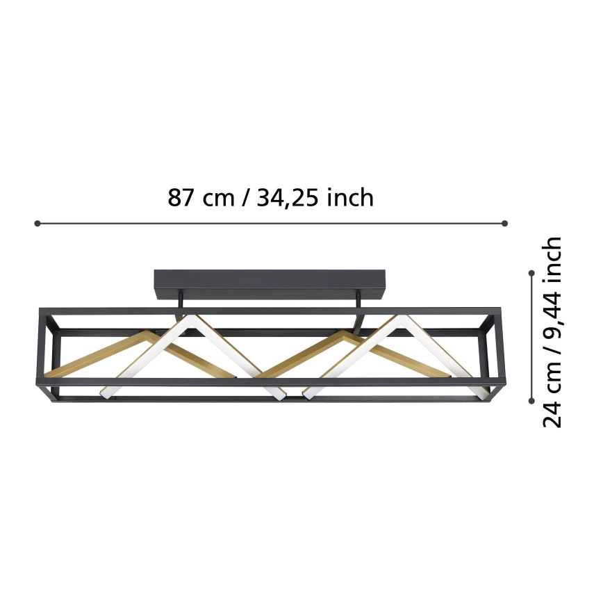 Eglo - Dimbare LED bevestigde hanglamp LED/45W/230V 2700-6500K zwart/goud + afstandsbediening