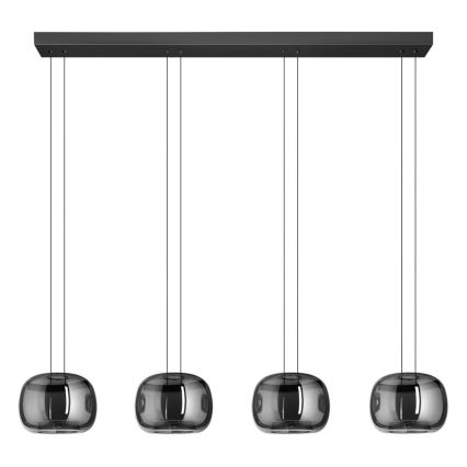 Eglo - Dimbare LED-hanglamp aan kabel 4xLED/5,8W/230V zwart/gerookt glas
