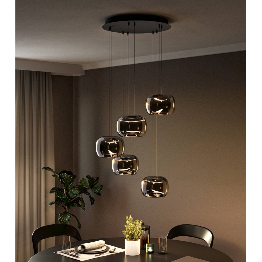 Eglo - Suspension LED dimmable sur câble 5xLED/5,8W/230V noire/fumée