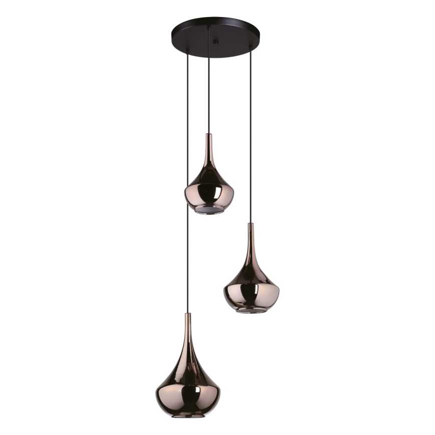 Eglo - Koperen hanglamp met kabel 3xE27/28W/230V