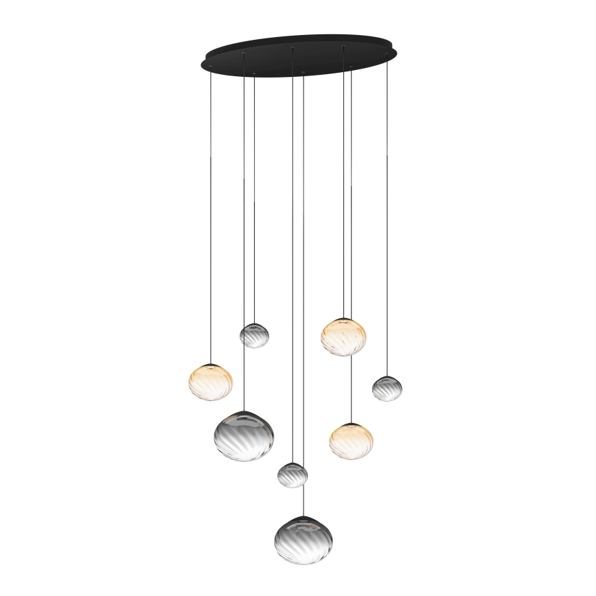 Eglo - LED-dimbare hanglamp aan kabel 8xLED/5,8W/230V 2200-6500K zwart/beige/rookglas + afstandsbediening