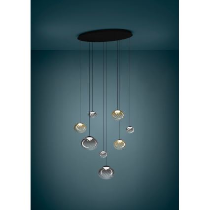 Eglo - LED-dimbare hanglamp aan kabel 8xLED/5,8W/230V 2200-6500K zwart/beige/rookglas + afstandsbediening
